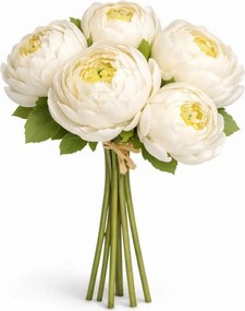 Mesterséges Bazsarózsa Csokor Bazsarózsa Peonie Virágok Fehér, Mint Az Élő