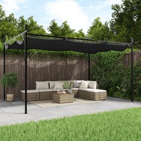 antracitszürke pergola behúzható tetővel 395 x 292 x 230 cm