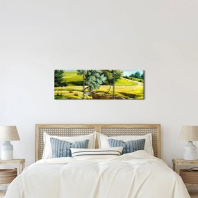 Kép - folyó a rétek között,, olajfestmény (órával) (90x30 cm)