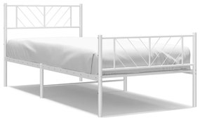 fehér fém ágykeret fej- és lábtámlával 75 x 190 cm