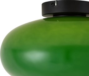 Retro mennyezeti lámpa fekete zöld üveggel 30 cm - Glaze