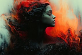 Vászonkép Canvas Nő Tűz Lángok Dark Art 60x40