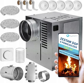 Kandalló Turbina Kandallóventilátor Szett Dgp 5 helyiség 140m2