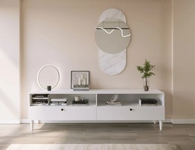 TV állvány polccal és szekrényekkel DULLUM 200x58cm, fehér