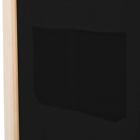 fekete 6-paneles szövetparaván 240 x 170 x 4 cm