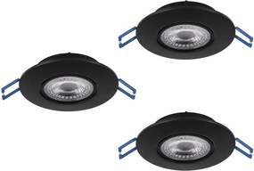 Eglo 300188 - 3 darabos GEDREZ LED beépíthető mennyezeti lámpa, 4,9 W, 230 V, átmérő 9 cm, fekete