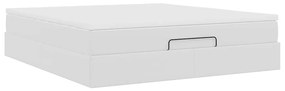 Ottomán ágykeret matraccal fehér 180x200cm műbőrrel