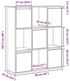 antik fa színű szerelt fa könyvespolc 89x24x101,5 cm