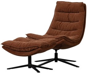 Barna forgó zsenília fotel lábtartóval Kube – WOOOD