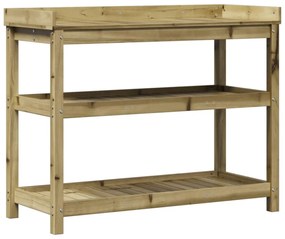 impregnált fenyőfa ültetőasztal polcokkal 108 x 45 x 86,5 cm
