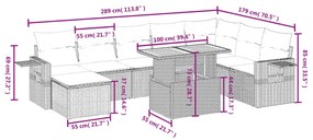 9 részes szürke polyrattan kerti ülőgarnitúra párnákkal