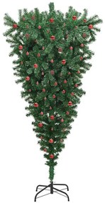 Fejjel lefelé álló műfenyő, előre világítva, gömbdíszes szett