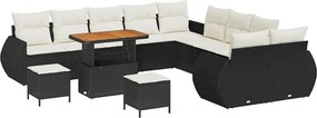 vidaXL Kerti Kanapé Szett párnával 13 pcs Fekete és krémszínű