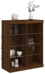 barna tölgy színű tálalószekrény LED-ekkel 81 x 37 x 100 cm