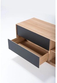 Fekete-natúr színű tölgyfa TV-állvány 150x64 cm Fina – Gazzda