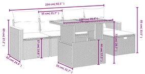 6 részes szürke polyrattan kerti ülőgarnitúra párnákkal