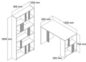 PC asztal polccal Limba (dió + antracit). 1088396