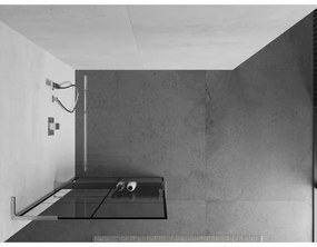 Mexen Kioto+ L, Walk-In zuhanyparaván polccal és akasztóval 80 x 200 cm, 8 mm átlátszó üveg fekete mintás, króm profil, 800-080-123-01-77