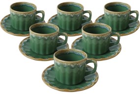 6 darab Elementa kerámia csésze és csészealjszett, 185 ml, zöld