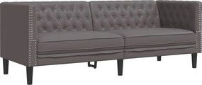 vidaXL 3 személyes szürke műbőr Chesterfield kanapé