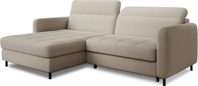 Bézs buklé kinyitható-tárolóhelyes sarokkanapé (bal oldali-heverő résszel) Gomsi – ELTAP