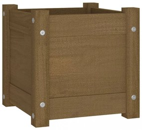 mézbarna tömör fenyőfa kerti virágtartó 31 x 31 x 31 cm
