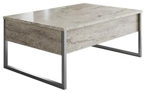 Dohányzóasztal Luxe - Travertine, Silver