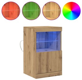 LED világítással ellátott oldalszekrény kézműves tölgy 41x37x67 cm