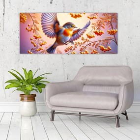 Kép - Madár berkenyével (120x50 cm)