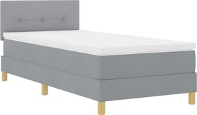 vidaXL LED Box Spring Ágy matracmal Világosszürke 90 x 190 cm szövet