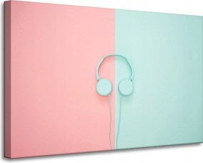 Vászonkép Zene Fejhallgató Kétszínű Pasztell színek 90x60