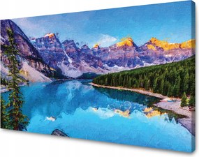 Vászonkép Folyó Hegyek Természet Erdők 90x60 cm Ideális ajándék