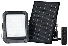 LED napelemes reflektor 10W, 3,7V, IP65, 4000K, fekete + távirányító