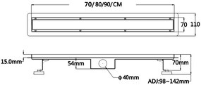 AREZZO design 2in1 800 mm-es rozsdamentes acél folyóka fekete