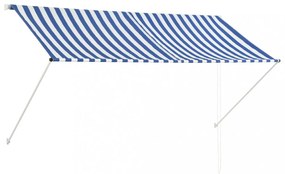 feltekerhető kék és fehér napellenző 250 x 150 cm