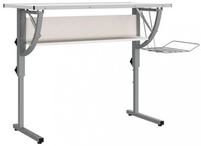 fehér-szürke szerelt fa és acél íróasztal 110 x 53 x (58-87) cm