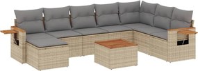 vidaXL 9 részes bézs polyrattan kerti ülőgarnitúra párnákkal