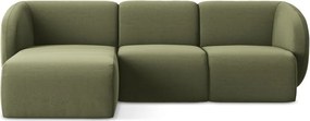 Zöld bársony sarokkanapé (bal oldali-heverő résszel) Lani – Makamii