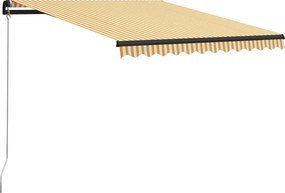 vidaXL sárga és fehér kézzel kihúzható napellenző 300 x 250 cm