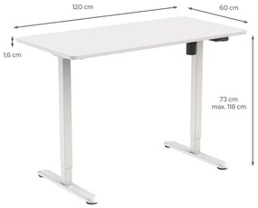 Íróasztal magasságállítással, 120x60 cm fehér