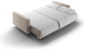Bézs bársony kinyitható tárolóhelyes kanapé 222 cm Bali – Cosmopolitan Design