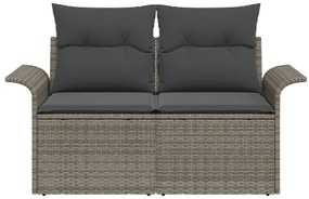 2-Fős Kerti Kanapé Tárolóval és Párnákkal Szürke Poly Rattan