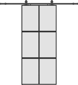 vidaXL fekete edzett üveg tolóajtó fémszerelék szettel 90x205 cm