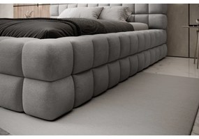 Szürke kárpitozott ágyneműtartós franciaágy ágyráccsal 180x200 cm Dizzle – ELTAP