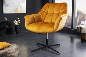 PAPILLON design bársony fotel - sárga