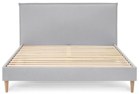 Világosszürke kárpitozott franciaágy ágyráccsal 180x200 cm Sary – Bobochic Paris