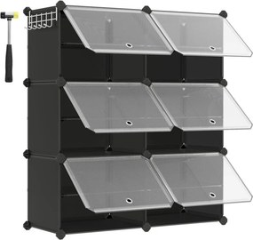 Cipőtároló doboz 6 rekeszes tárolódoboz, fekete 82x32x92cm