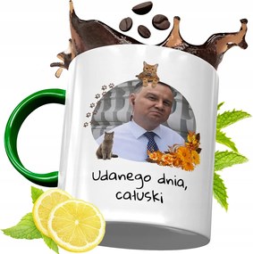 Zöld Bögre Andrzej Duda Elnök Ajándék Nyomtatott Fotóval