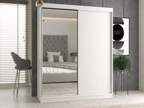 IGA 160 A/B tolóajtós gardróbszekrény 120x61x200, 1 tükörrel / sima, fehér
