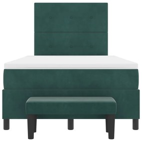 Boxspring Ágy matraccal és paddal Sötét Zöld 120x200 cm Bársony
